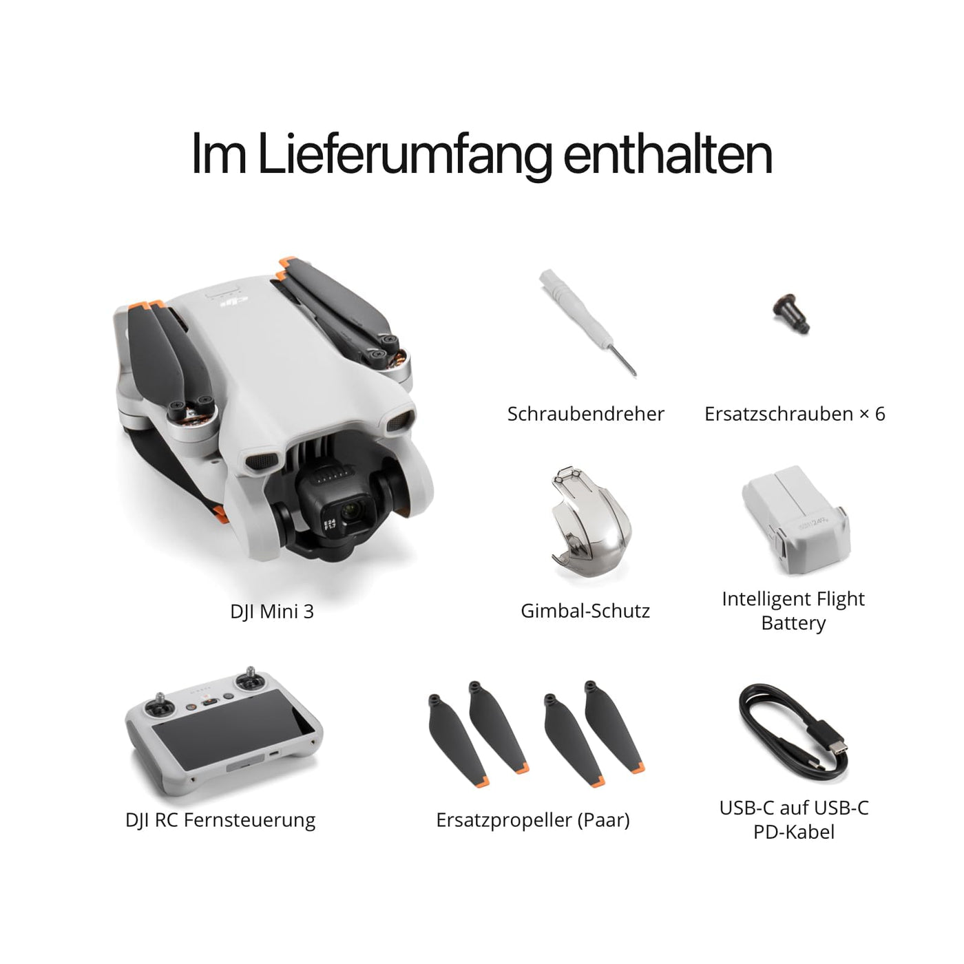 DJI Mini 3 (DJI RC) – Leichte, Faltbare Mini Drohne mit Kamera 4K HDR, unter 249g, 38 Min Flugzeit, Vertikalaufnahmen, 3-Achsen-Gimbal, 10 km HD-Übertragung, Windresistent, Automatische Rückkehr, C0