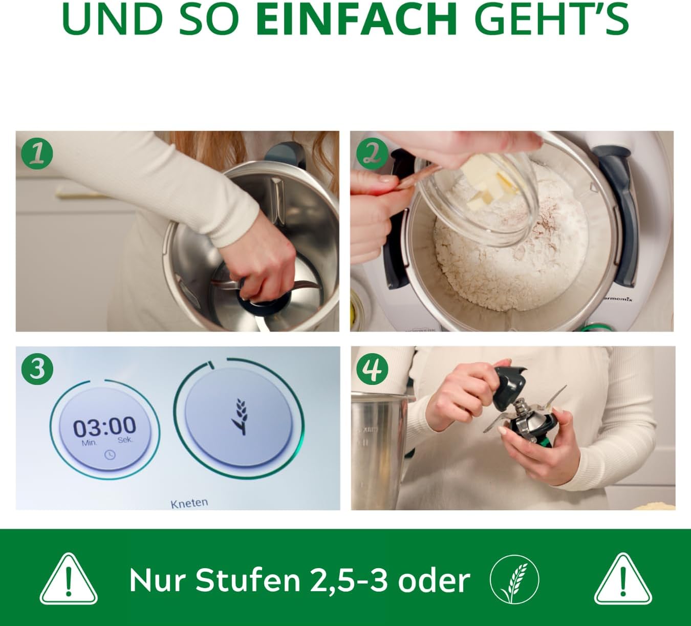 TeigPRO – passend für den Thermomix TM6, TM5, Teig Pro Messer Dreckschutz, schützt das Thermomix Messer, verringert das Eindringen von Teigresten&Schmutz. Blitzschnelles reinigen des Thermomix Messers