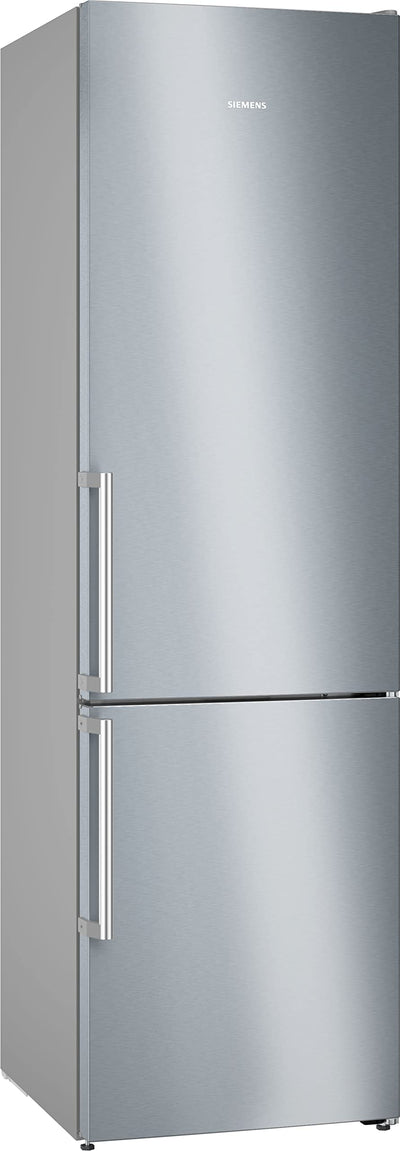 SIEMENS KG39NAIAT Stand-Kühl-Gefrier-Kombination iQ500, freistehende Kühlkombination mit Gefrierbereich unten 203x60 cm, 260L Kühlen, 103L Gefrieren, NoFrost, hyperFresh, bottleCooler, Edelstahl
