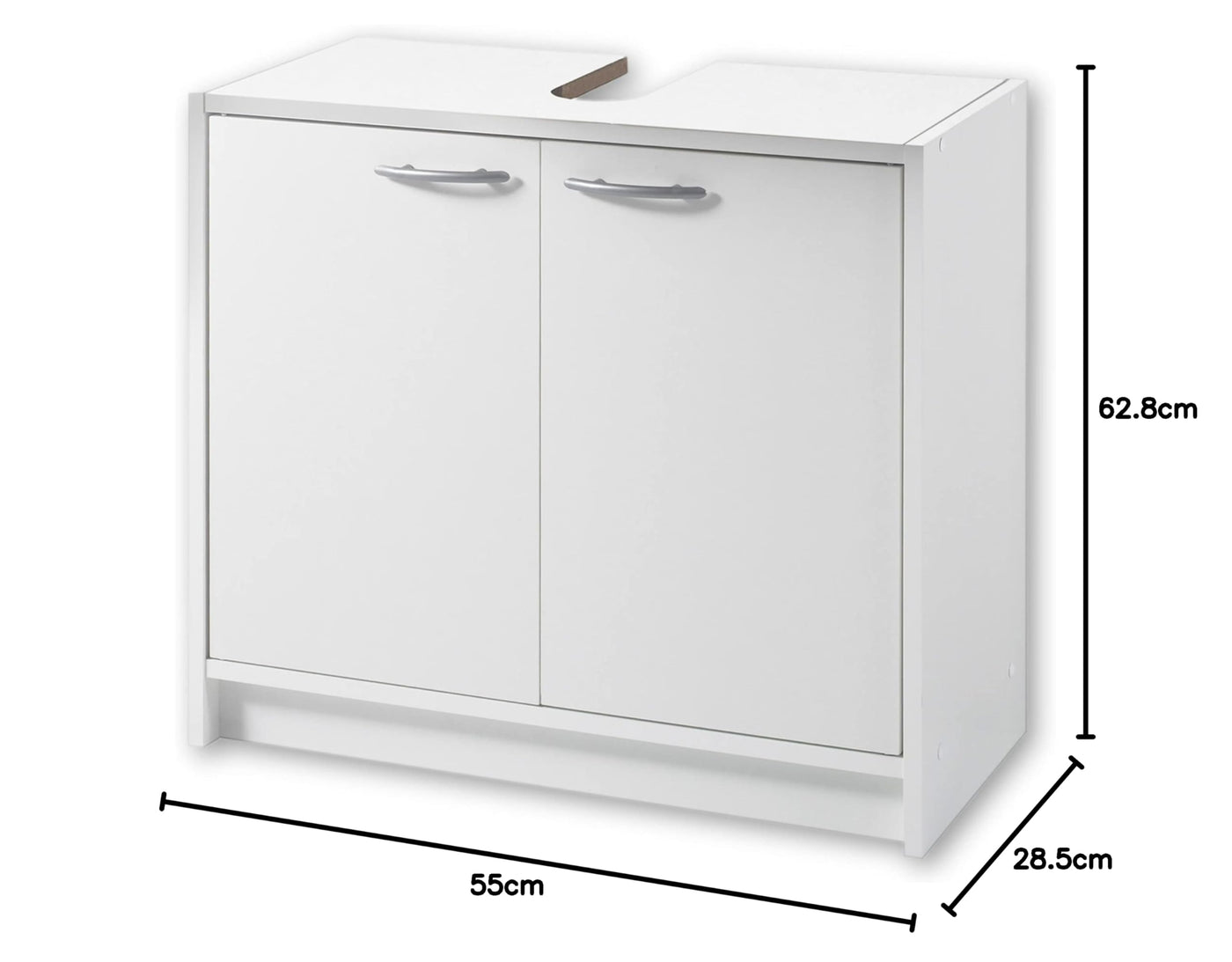 SMASH Badezimmer Waschbeckenunterschrank in Weiß matt - Schlichter Bad Unterschrank Badezimmerschrank mit viel Stauraum - 63 x 55 x 29 cm (B/H/T)