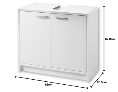 SMASH Badezimmer Waschbeckenunterschrank in Weiß matt - Schlichter Bad Unterschrank Badezimmerschrank mit viel Stauraum - 63 x 55 x 29 cm (B/H/T)
