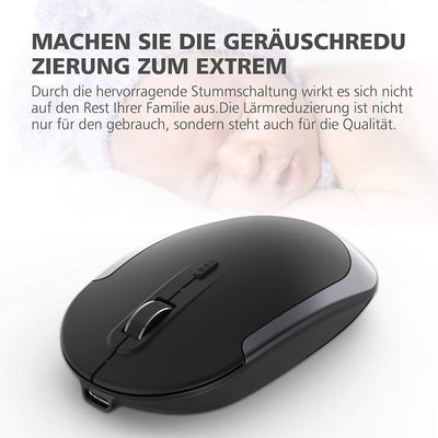 iClever GK03 2.4G Tastatur Maus Set Kabellos, Aluminium Wireless Slim Tastatur QWERTZ Layout (Deutsch), für Computer/Desktop/PC/Laptop/Oberfläsche/Windows 10/8/7/Vista/XP (2.4GHz, USB)