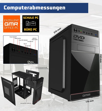 Intel i7 - Business Office Multimedia Computer mit 3 Jahre Garantie! | 32 GB RAM | 1000GB SSD | USB 3.0 | Windows 11 Prof. 64-Bit | WiFi 600 und Bluetooth 5