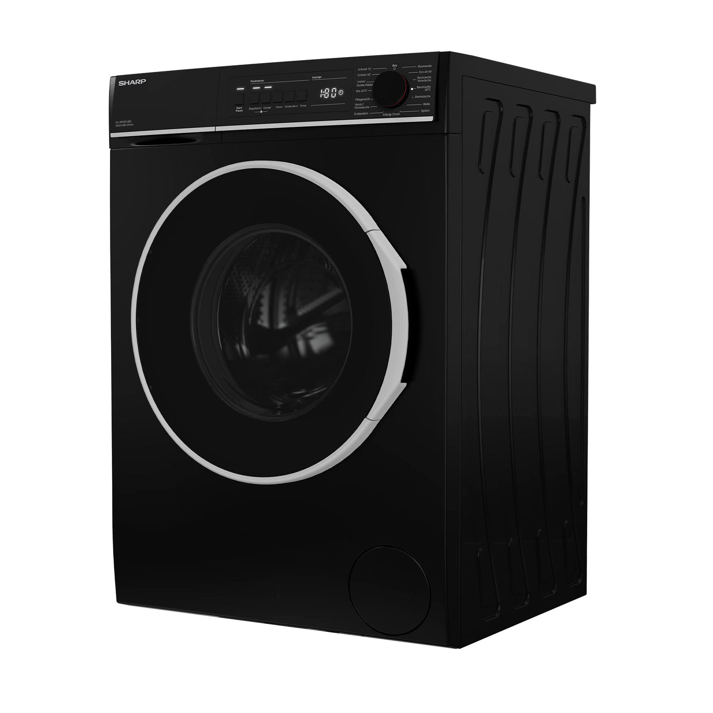 Sharp ES-BRO814BA-DE Waschmaschine Frontlader / A / 8 kg / 1400 U/min / Adanced Inverter Motor / 15 Programme inkl. 15 min Kurzprogramm und Dampffunktion / AquaStop / Schwarz