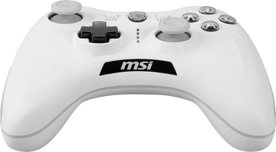 MSI FORCE GC30 V2 WHITE Kabelloser PC Gamepad Controller - 2,4 GHz, 600mAh Li-Ion Akku, austauschbare D-Pad Abdeckungen, zwei Vibrationsmotoren, USB 2.0 - weiß, kabelgebunden/kabellos