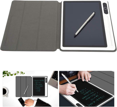 Topiky 10,1-Zoll-LCD-Handschrifttafel mit Ledertasche und Stiftset, Elektronischer Notizblock LCD-Tablet-Zeichenblock Business Supply Handmalwerkzeug(schwarz)