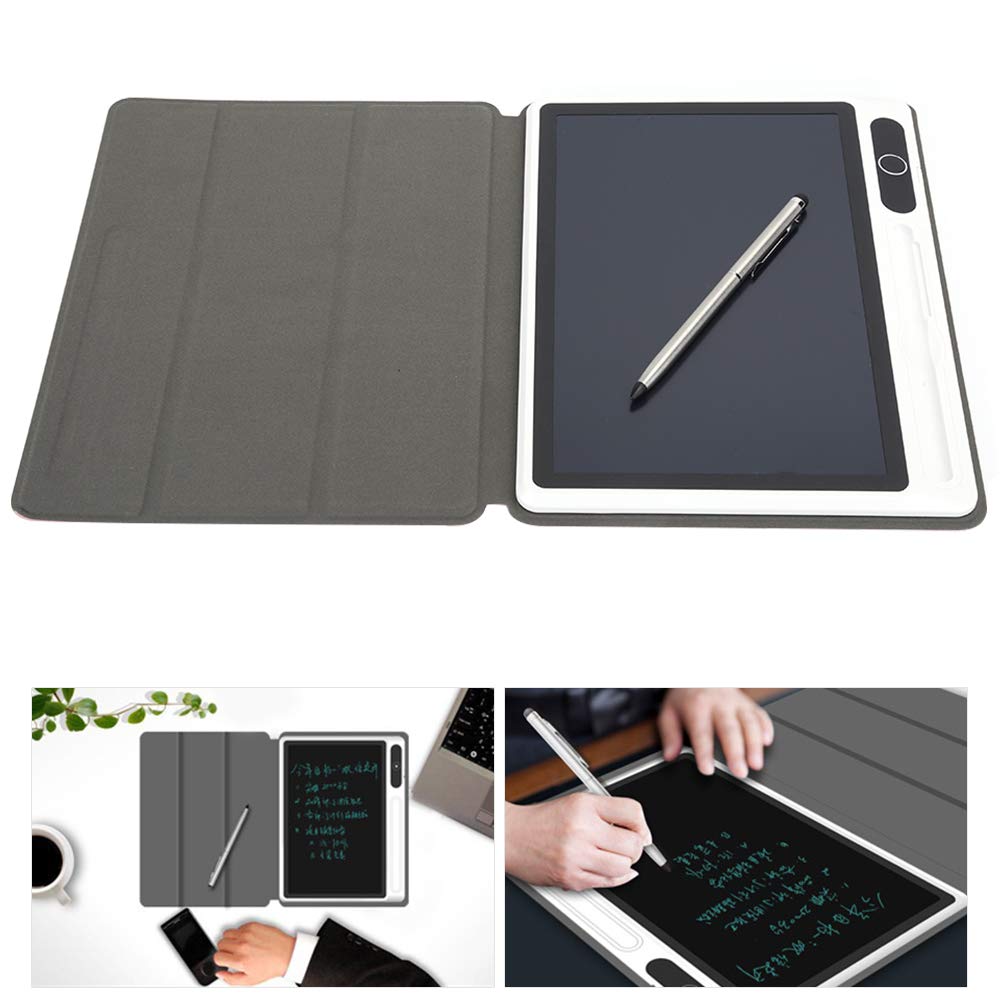 Topiky 10,1-Zoll-LCD-Handschrifttafel mit Ledertasche und Stiftset, Elektronischer Notizblock LCD-Tablet-Zeichenblock Business Supply Handmalwerkzeug(schwarz)