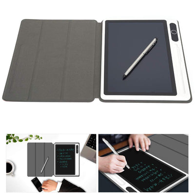 Topiky 10,1-Zoll-LCD-Handschrifttafel mit Ledertasche und Stiftset, Elektronischer Notizblock LCD-Tablet-Zeichenblock Business Supply Handmalwerkzeug(schwarz)