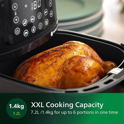 Philips Domestic Appliances Philips Airfryer 5000 Series XXL, 7,2 l (1,4 kg), 6 Portionen, 16-in-1 Airfryer, angeschlossenes WLAN, 90% weniger Fett mit Rapid Air Technologie, HomeID App (HD9285/91)
