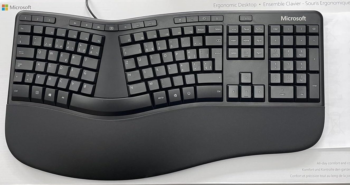Microsoft Ergonomic Desktop -Ergonomisches Tastatur-/Maus-Set mit USB-Anschluss (Schweizerdeutsch -QWERTZ