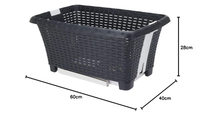Spetebo Wäschekorb mit klappbaren Füßen 60 x 40 cm - schwarz - Stand Wäschebox mit Beinen auf Knopfdruck ausgeklappt - Wäsche Sammler Box Korb stehend und recycelbar