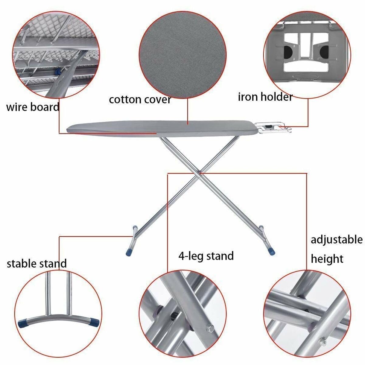 Vileda Express Rapid Bügelbrettbezug für Dampfbügelstation, metallisierte und wärmereflektierende Oberfläche für schnelleres Bügeln, Bügelbretter von 30-45cm x 110-130cm, Farbe Silber-Grau Metallic
