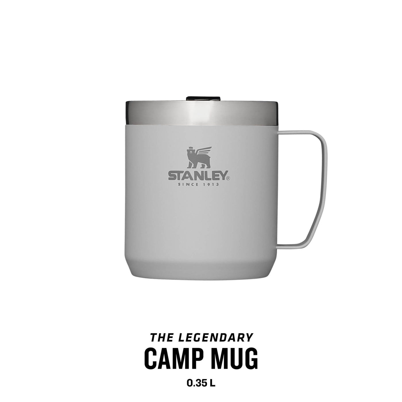 Stanley Classic Legendary Camp Mug Thermobecher 354 ml - Hält 1.5 Stunden Heiß - 3 Stunden Kalt - BPA-Frei - Spülmaschinenfest - Edelstahl Kaffeebecher To Go - Ash