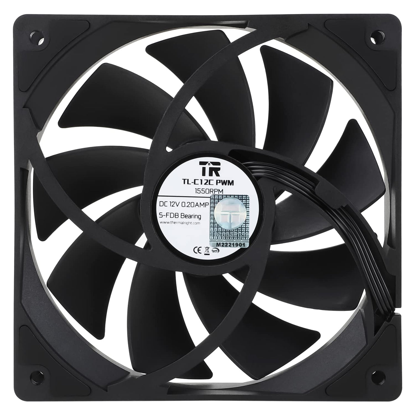 Thermalright TL-C12C CPU-Lüfter 120mm Gehäuse Kühler Lüfter, 4Pin PWM Silent Computer Lüfter mit S-FDB Lager enthalten, bis zu 1550RPM Lüfter