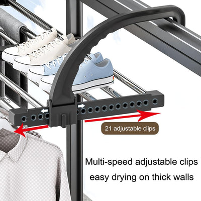 johgee 64-110cm heizkörper Wäscheständer heizkörpertrockner wäscheständer Balkon, ausziehbar wäschetrockner, 6.6m Trockenleinenlänge multifunktional wäscheständer Turm Wäscheständer balkongeländer