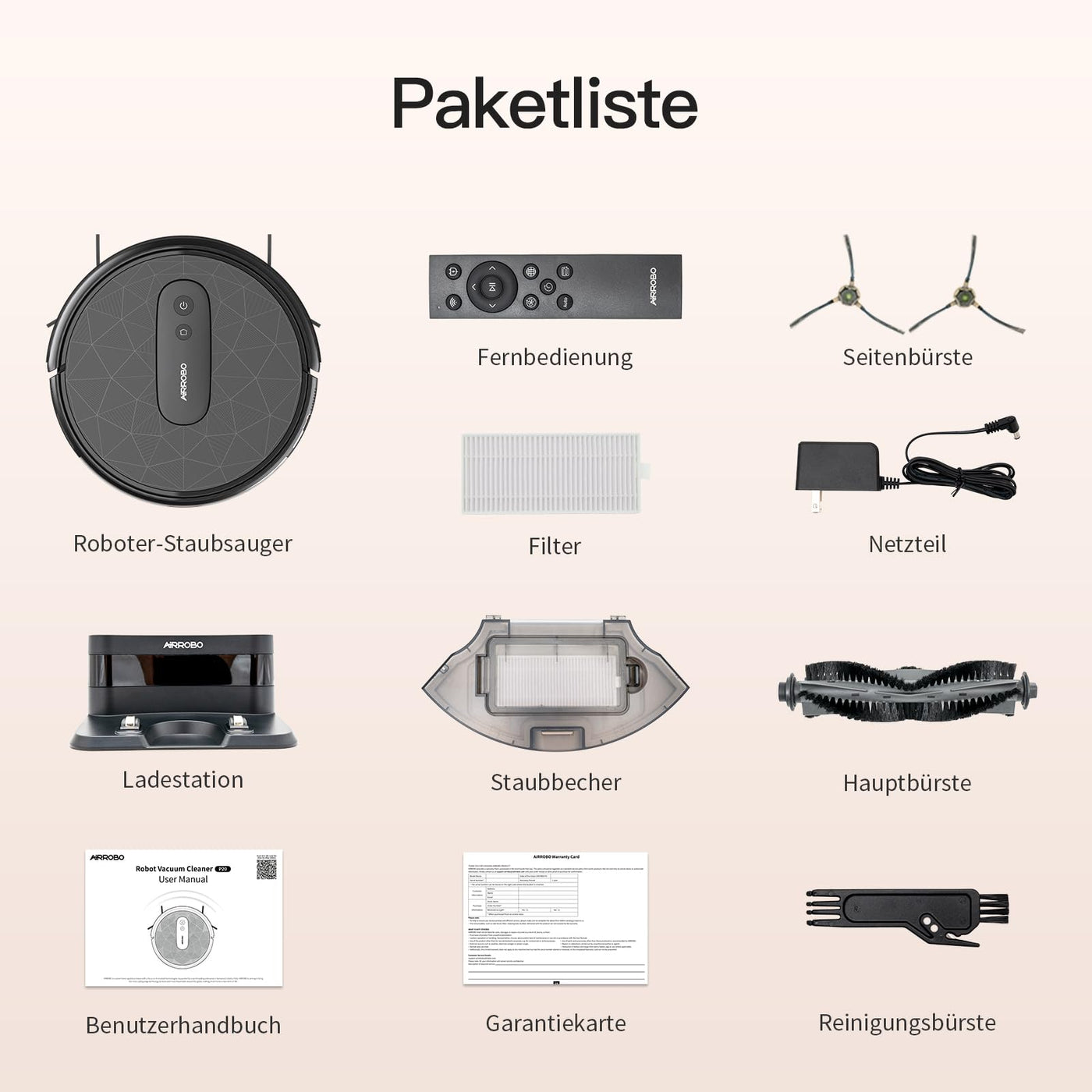 AIRROBO P20 Saugroboter, Roboter Staubsauger mit 2800Pa Saugkraft, Selbstaufladend, WLAN, 120 Minuten Laufzeit, Roboterstaubsauger für Teppiche, Tierhaare, Hartböden