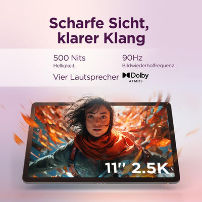 Lenovo Idea Tab Tablet | 11" 2.5K 16:10 LCD Display | MediaTek Dimensity 6300 | 8GB RAM | 128GB Speicher | Android 15 | Luna Grey | inkl Tab Pen