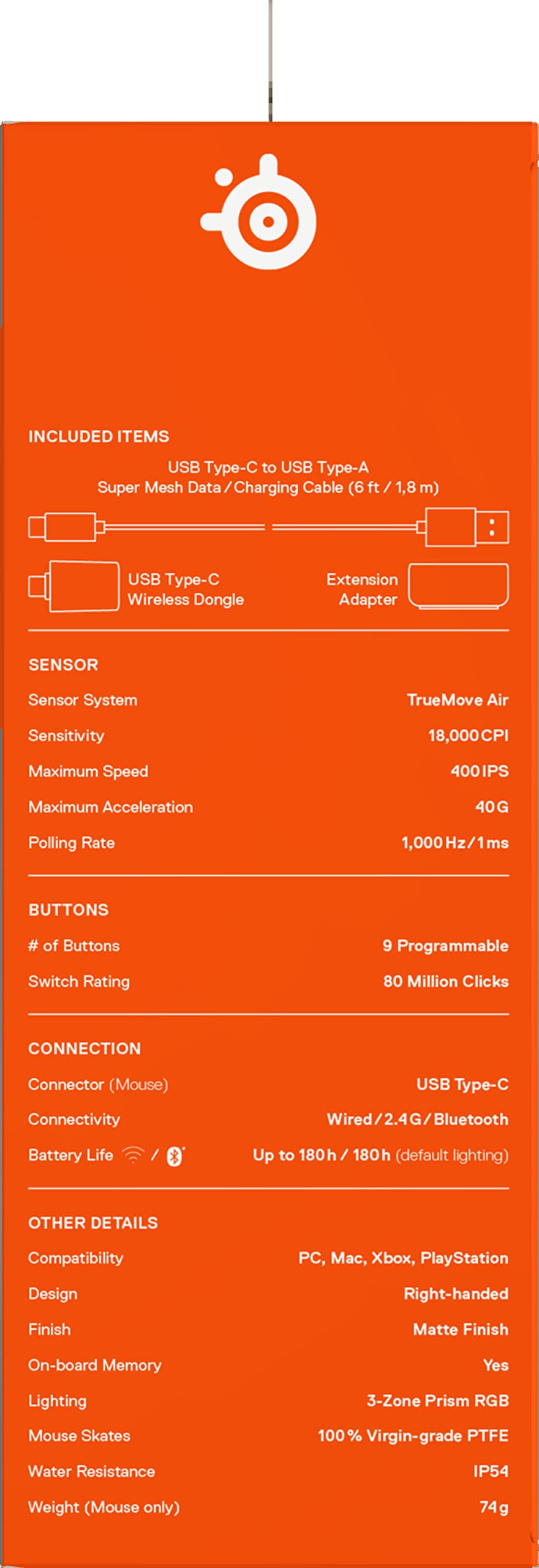 SteelSeries Aerox 5 Wireless – RGB Gaming-Mouse mit Öffnungen in der Oberfläche – Federleichtes, wasserabweisendes Design – 9 Tasten – Bluetooth/2,4 GHz – Optischer TrueMove Air-Sensor mit 18.000 DPI