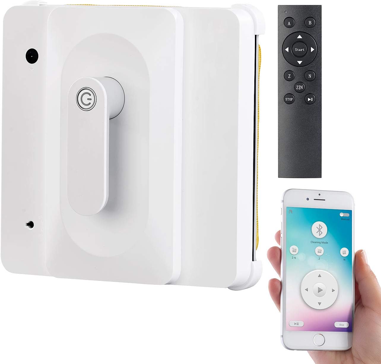 Sichler Haushaltsgeräte Fensterreinigungsroboter: Profi-Fensterputz-Roboter PR-040 mit Bluetooth, App & Sicherungs-Seil (Fenstersauger, Fensterputzroboter Akku, Fensterreinigung)