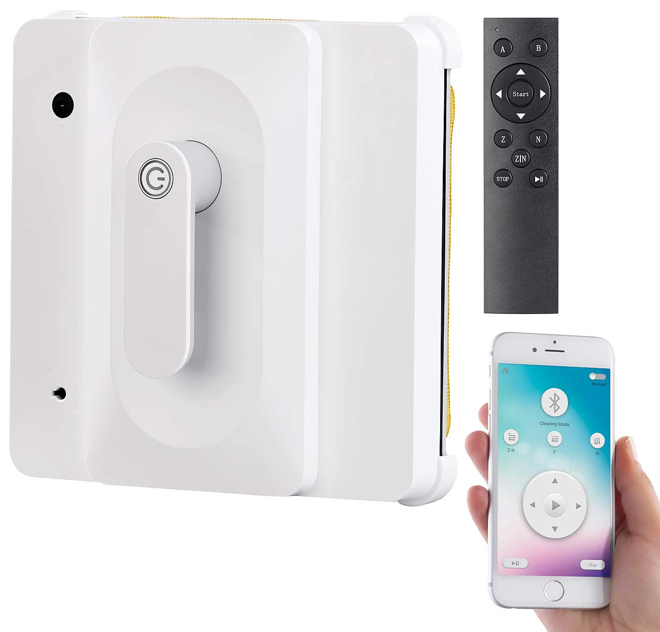 Sichler Haushaltsgeräte Fensterreinigungsroboter: Profi-Fensterputz-Roboter PR-040 mit Bluetooth, App & Sicherungs-Seil (Fenstersauger, Fensterputzroboter Akku, Fensterreinigung)