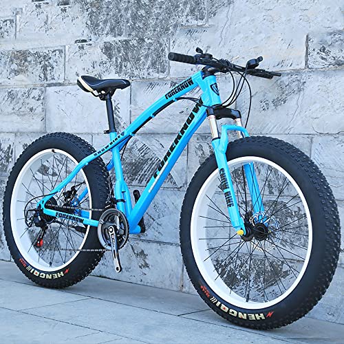 Wmmner Mountainbike, 20/24/26 Zoll, 7/21/24/27/30 Gänge, Erwachsene, Fat Tire Mountainbike, mit Rahmen aus Karbonstahl und Doppelscheibenbremse, Vorderradaufhängung