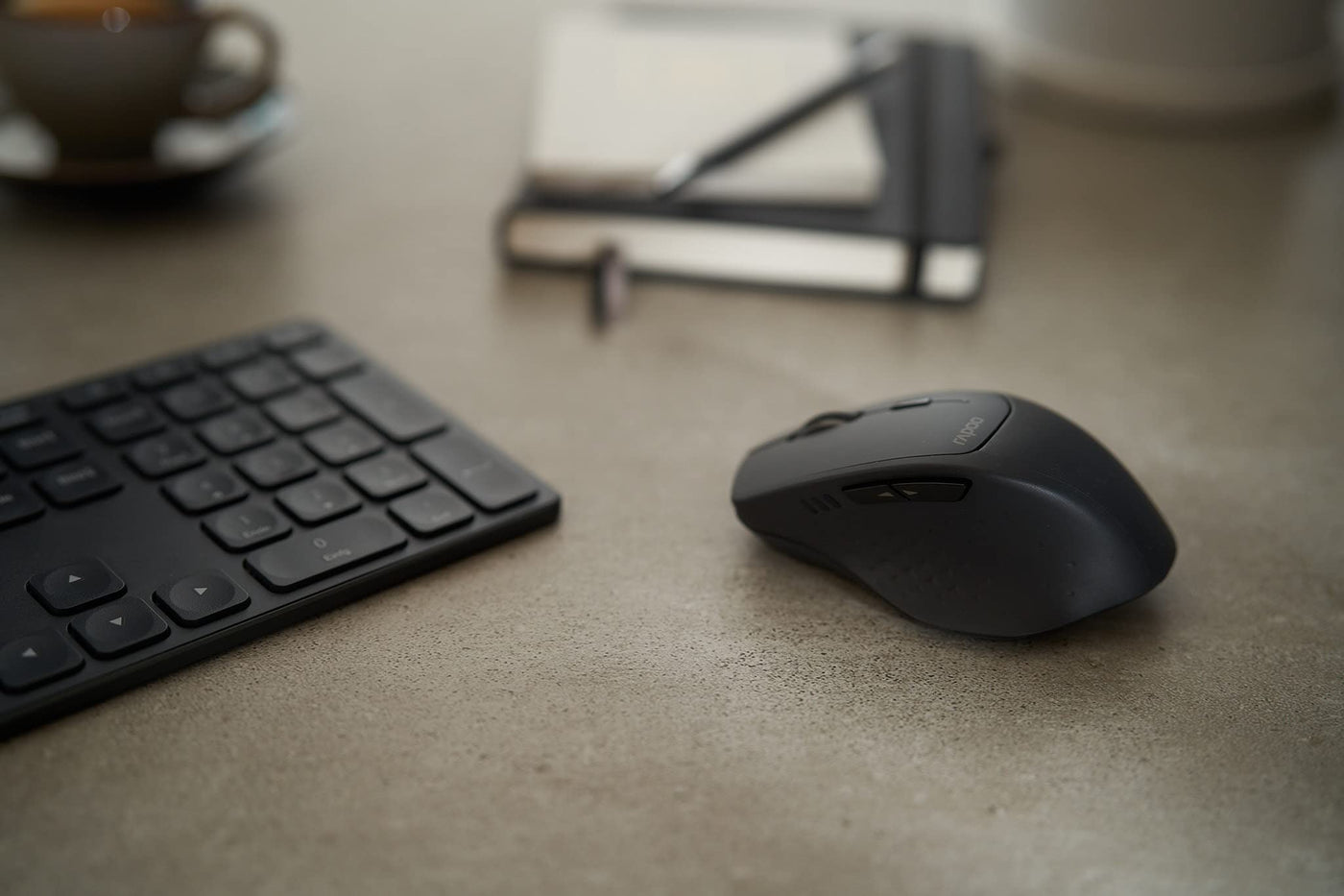 Rapoo 9800M kabelloses Tastatur-Maus Set Wireless Deskset 1600 DPI Sensor wiederaufladbarer Akku flaches Aluminium Design DE-Layout QWERTZ PC & Mac - dark grey