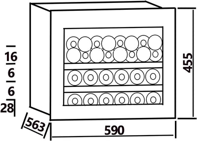 Wolkenstein EWTS64-28ED Einbau-Weintemperierschrank | Für 28 Flaschen | 2 Holzböden | Touch to open | Einbaubreite 60 cm | LED Display | 62 Liter