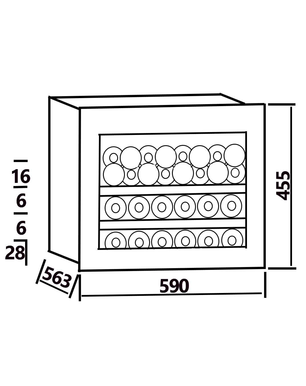 Wolkenstein EWTS64-28ED Einbau-Weintemperierschrank | Für 28 Flaschen | 2 Holzböden | Touch to open | Einbaubreite 60 cm | LED Display | 62 Liter