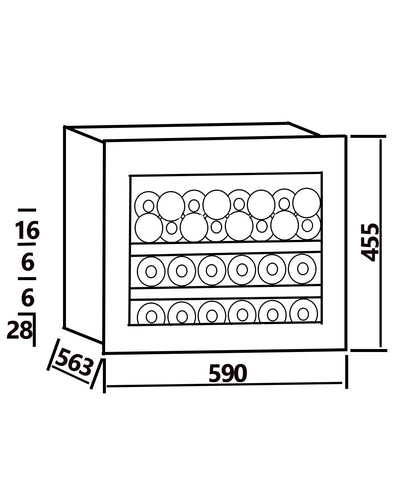 Wolkenstein EWTS64-28ED Einbau-Weintemperierschrank | Für 28 Flaschen | 2 Holzböden | Touch to open | Einbaubreite 60 cm | LED Display | 62 Liter