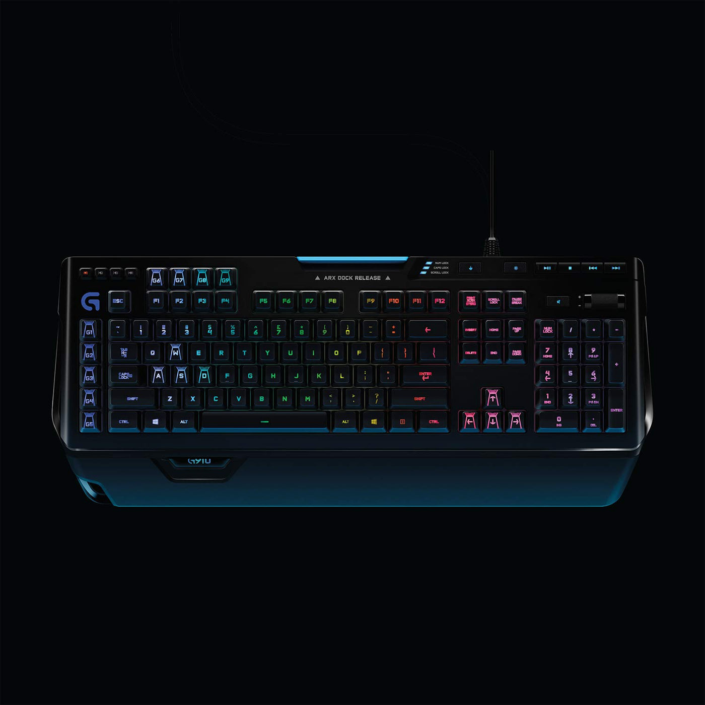 Logitech G910 Orion Spectrum mechanische Gaming-Tastatur, Taktile Romer-G Switches, RGB-Beleuchtung, 9 Programmierbare G-Tasten, Anti-Ghosting, ARX-Zweitbildschirm Feature, Skandinavisches-Layout, Schwarz