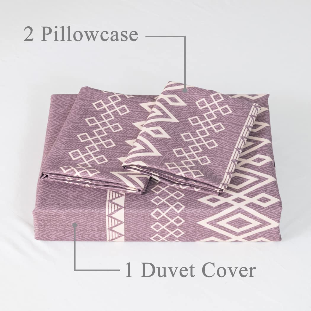 Lekesky Bohemian Bettwäsche 200x200 cm 3 Teilig - Bettbezug mit Reißverschluss und 2 Kissenbezug 80x80cm, Rosa