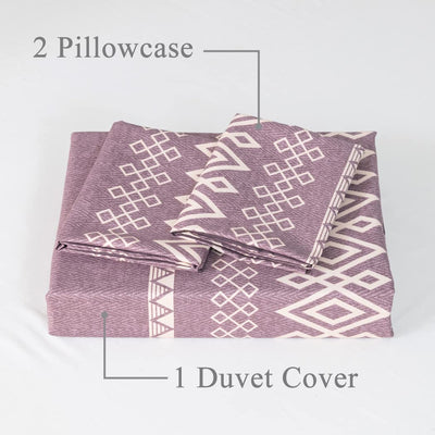 Lekesky Bohemian Bettwäsche 200x200 cm 3 Teilig - Bettbezug mit Reißverschluss und 2 Kissenbezug 80x80cm, Rosa