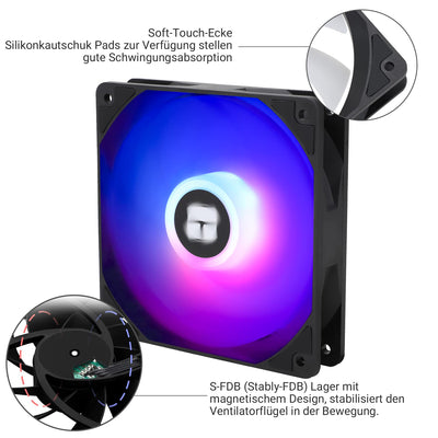 Thermalright TL-C12C-S CPU-Lüfter 120mm ARGB Gehäuselüfter, 4pin PWM Silent Computer Lüfter mit S-FDB Lager enthalten, bis zu 1500RPM Lüfter（3 Stück）