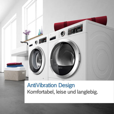 BOSCH WQB235B40 Wäschetrockner Serie 8, Wärmepumpentrockner mit 8kg Fassungsvermögen, AutoDry, SmartDry, Home Connect, AntiVibration Design, Sensitive Drying System, Weiß, 60cm