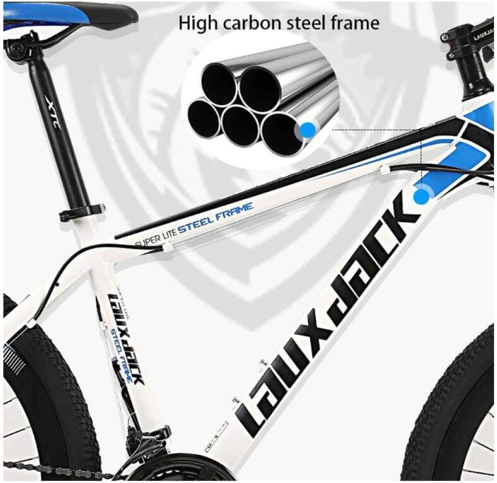 Wmmner Mountainbike, 66 cm (26 Zoll), mit Integralrad, Unisex, Federung, Mountainbike, 21 Gänge, 24 Gänge, 27 Gänge, Weißblau, 21 Gänge