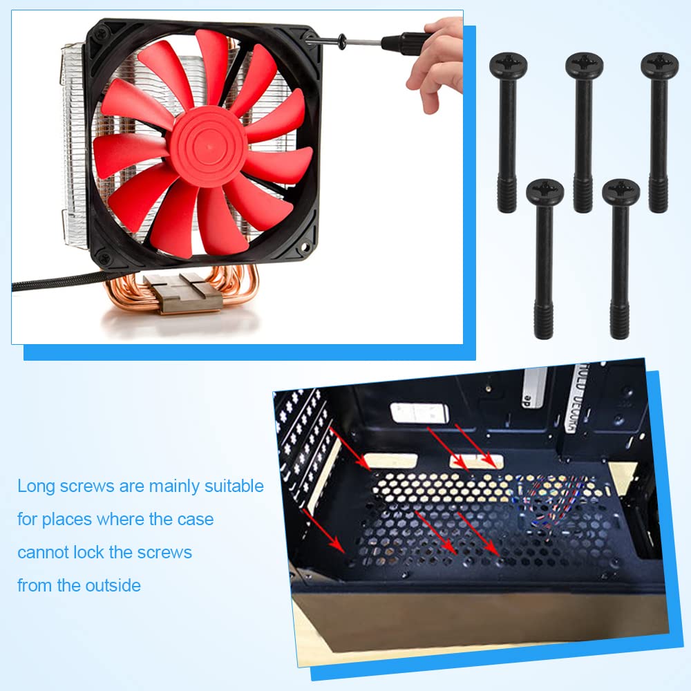 PERFETSELL 80 Stück PC Gehäuse Schrauben Kohlenstoffstahl PC Lüfter Schrauben Gehäuse Computer Ventilatorschrauben PC Fan screws Heizkörperschrauben für PC-Gehäuse, Lüfter