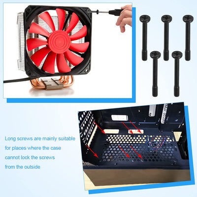 PERFETSELL 80 Stück PC Gehäuse Schrauben Kohlenstoffstahl PC Lüfter Schrauben Gehäuse Computer Ventilatorschrauben PC Fan screws Heizkörperschrauben für PC-Gehäuse, Lüfter