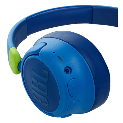 JBL JR 460NC On-Ear-Kopfhörer, kabellos, für Kinder, bis zu 30 Stunden Wiedergabe und sicherer Klang – Blau