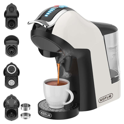 KOTLIE EM-308A 5 IN 1 COFFEE MACHINE 19 Bar 5in1 Multicapsule Espresso Kaffeemaschine für Nespresso/Dolce Gusto (weiß-u)