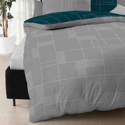 Traumschlaf Biber Bettwäsche Uptown smaragd, 1 Bettbezug 155 x 220 cm + 1 Kissenbezug 80 x 80 cm