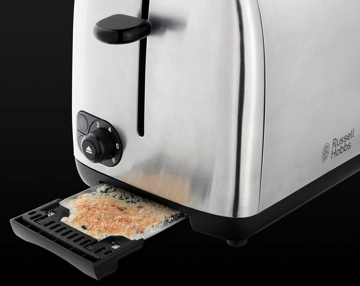 Russell Hobbs Toaster [für 2 Scheiben] Adventure Edelstahl (extra breite Toastschlitze, inkl. Brötchenaufsatz, 6 Bräunungsstufen + Auftau- & Aufwärmfunktion, Lift & Look-Funktion, 850W) 24080-56