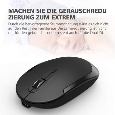 iClever 2.4G Tastatur Maus Set Kabellos, Aluminium Wireless Slim Tastatur QWERTZ Layout (Deutsch), für Computer/Desktop/PC/Laptop/Oberfläsche/Windows 10/8/7/Vista/XP (2.4GHz, USB)