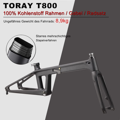 KABON Neues Upgrade Faltrad, 20 Zoll Carbon Fiber Rahmen mit Carbon Laufradsatz 9 Speed Mini City Bike Faltbares Fahrrad für Frauen Erwachsene Männer Ultra-Light (Schwarz)