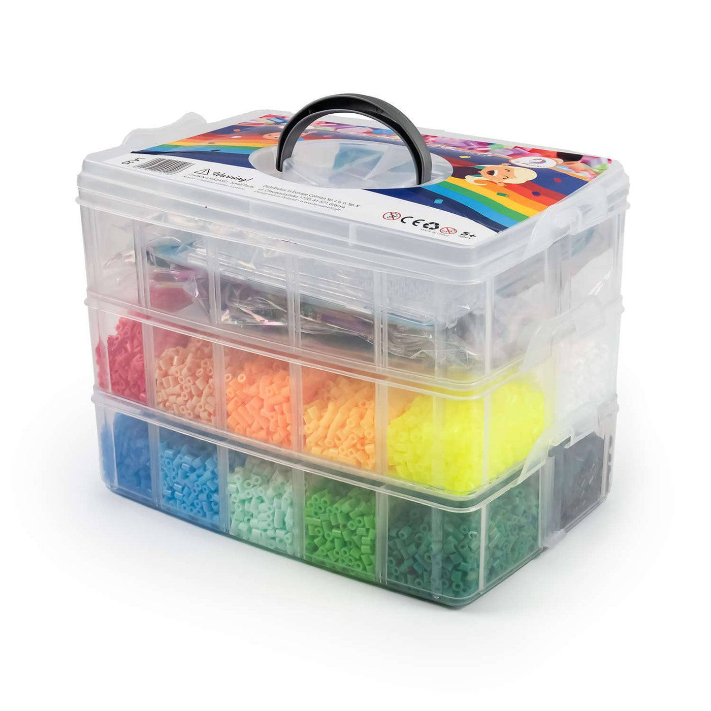 La Manuli Bügelperlenset 24000 Stück Bügelperlen mit Steckplatten, Vorlagen und Zubehör, 5mm Midi Größe (20 Farben + im Dunkeln Leuchten) XXL Bastel Set für Jungen und Mädchen