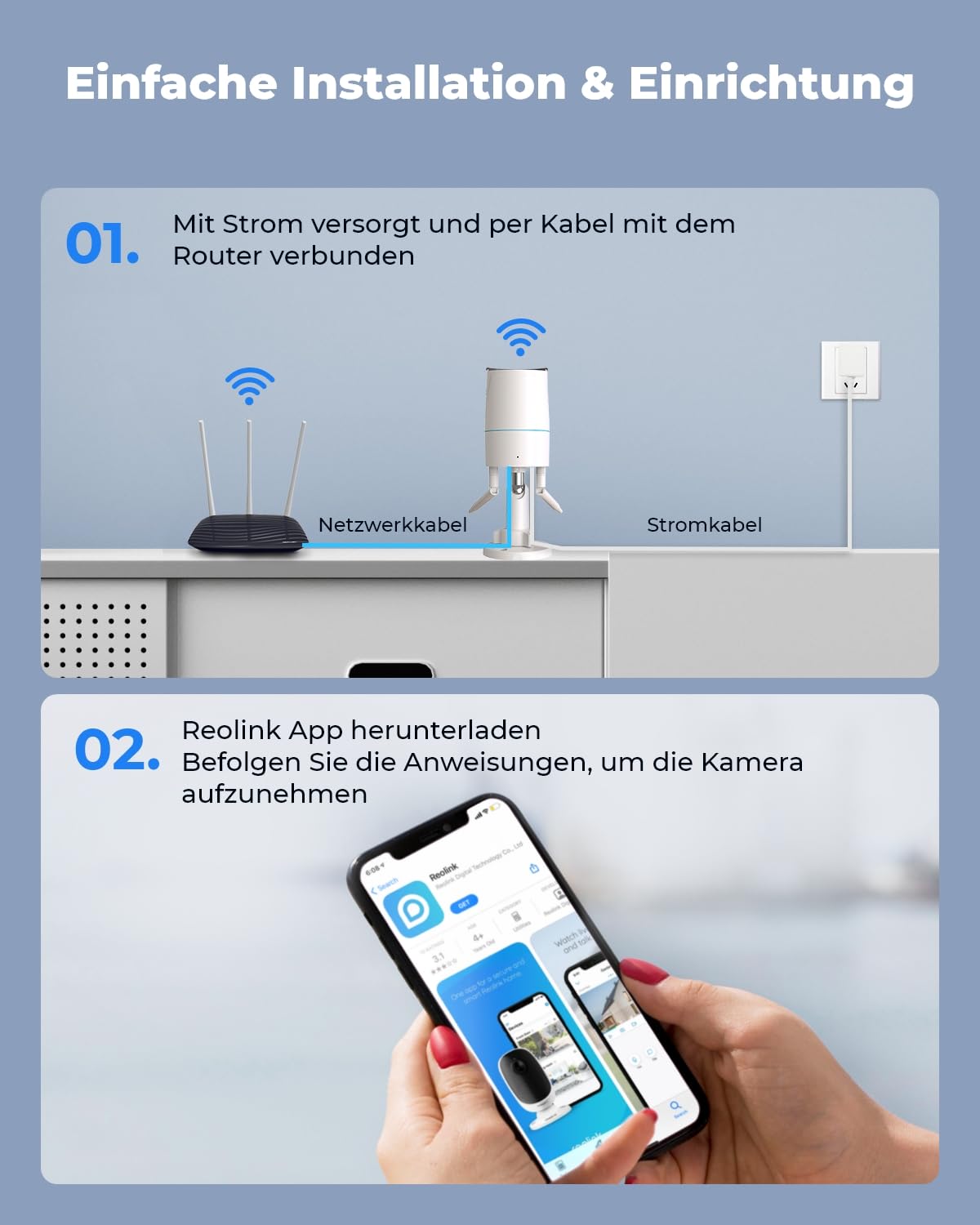 Reolink 5MP WLAN Kamera Outdoor, 2,4GHz/5GHz WLAN CCTV IP Kamera Aussen mit Person/Auto/Tiererkennung, IP67 Wetterfest, Nachtsicht, Bewegungsmelder, SD-Kartenslot, Zeitraffer, Außenkamera RLC-510WA