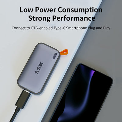 SSK 1 TB tragbare Externe NVME-SSD, bis zu 1050 MB/s, Extreme Übertragungsgeschwindigkeit, USB 3.2 Gen 2 Solid State Drive für Typ-C-Smartphones, PS5, Xbox, Laptop, MacBook/Pro/Air und mehr