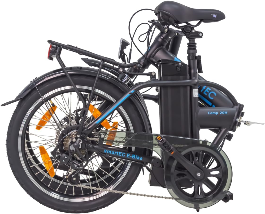 smartEC Camp-20H E-Bike Klapprad 250W Hinterradmotor Li-Ion-Akku 36V/15,6Ah 20 Zoll E-Klapprad E-Faltrad Elektrofahrrad Reichweite 100km bis 25 km/h Modelljahr 2024 (Schwarz)