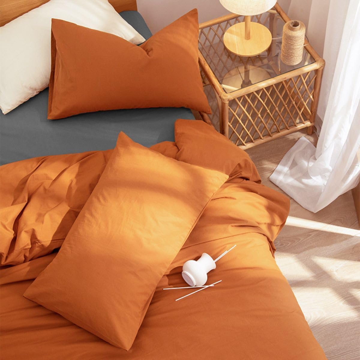 Sedefen Bettwäsche 200x200cm Baumwolle Bettwäsche-Sets Karamell Braun ÖKO-TEX Zertifiziert Bettbezug 3 Teilig Hohe Qualität 100% Baumwolle Bettwaren-Sets mit Reißverschluss und 2 Kissenbezug 80x80cm