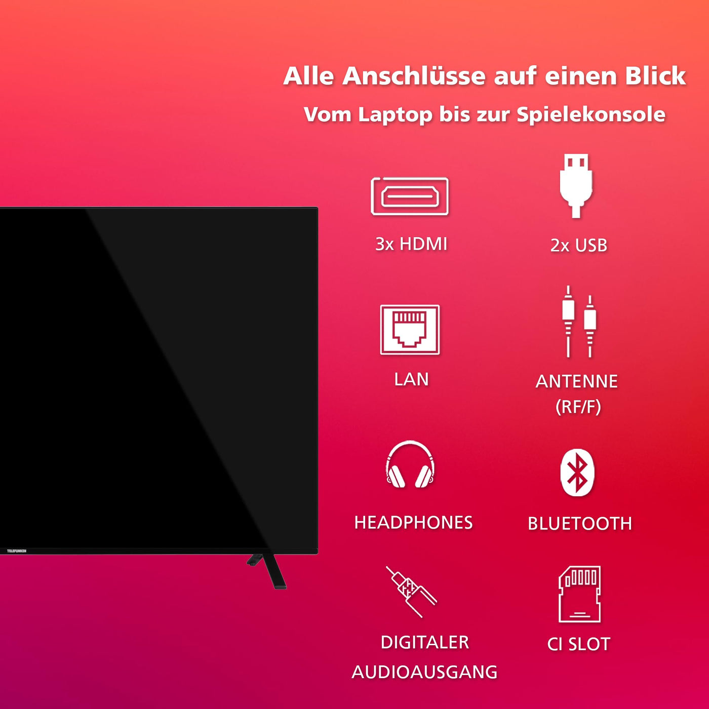 Telefunken Fernseher 55 Zoll Smart TV powered by TiVo (4K UHD, HDR Dolby Vision, Dolby Atmos, Triple-Tuner, 6 Monate HD+ inkl.) XU55TO750S