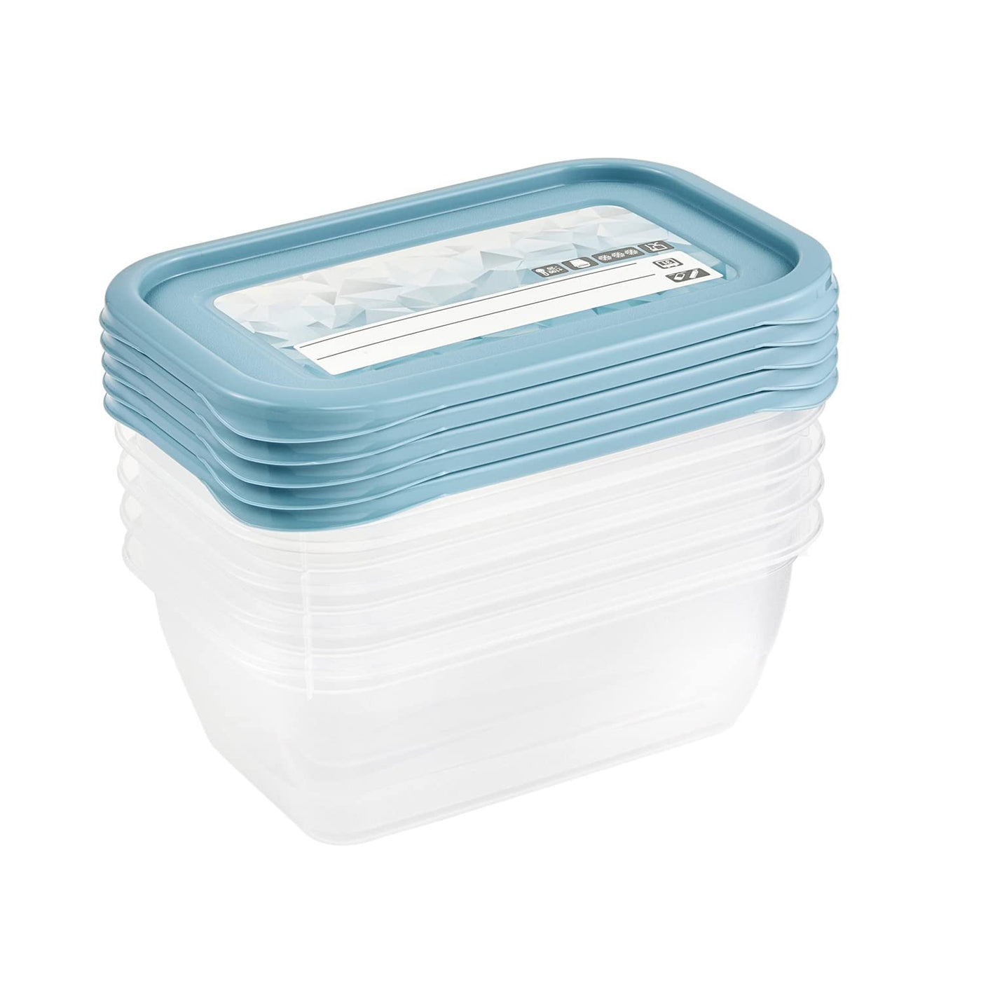 keeeper Tiefkühldosenset 5-teilig, Wiederbeschreibbarer Deckel, 5 x 500 ml, 15,5 x 10,5 x 6 cm, Mia Magic Ice, Nordic Blue